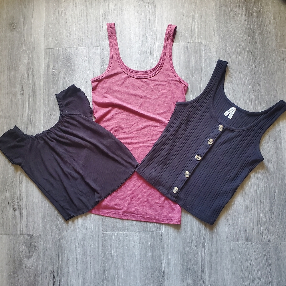 So Perfect Tank, Mudd Tank, & Garage Top, Bundle of 3, Size Small